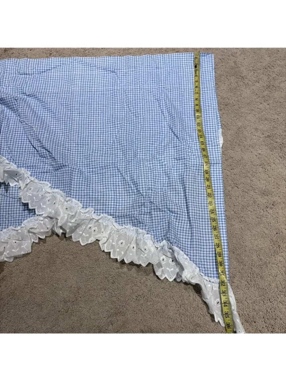 VTG 2 Blue & White Gingham Swag Curtain 39